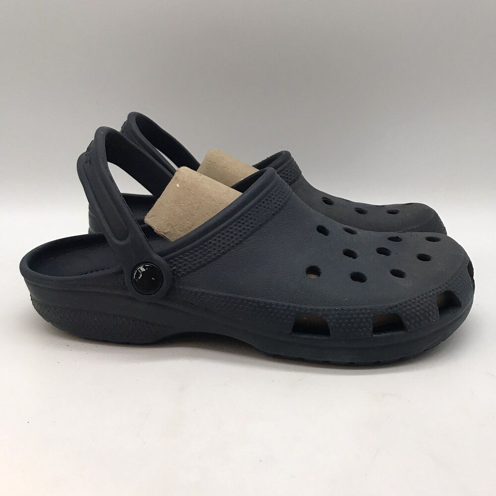 CROCS Classic Navy Blue Clogs M 9 W 11 Adjustable Strap Mule Water Slide Sandal